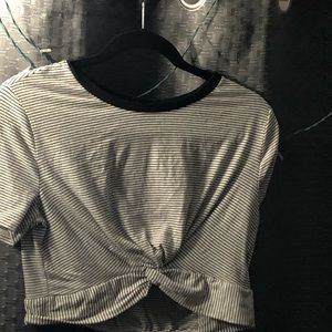 Striped black and white crop top